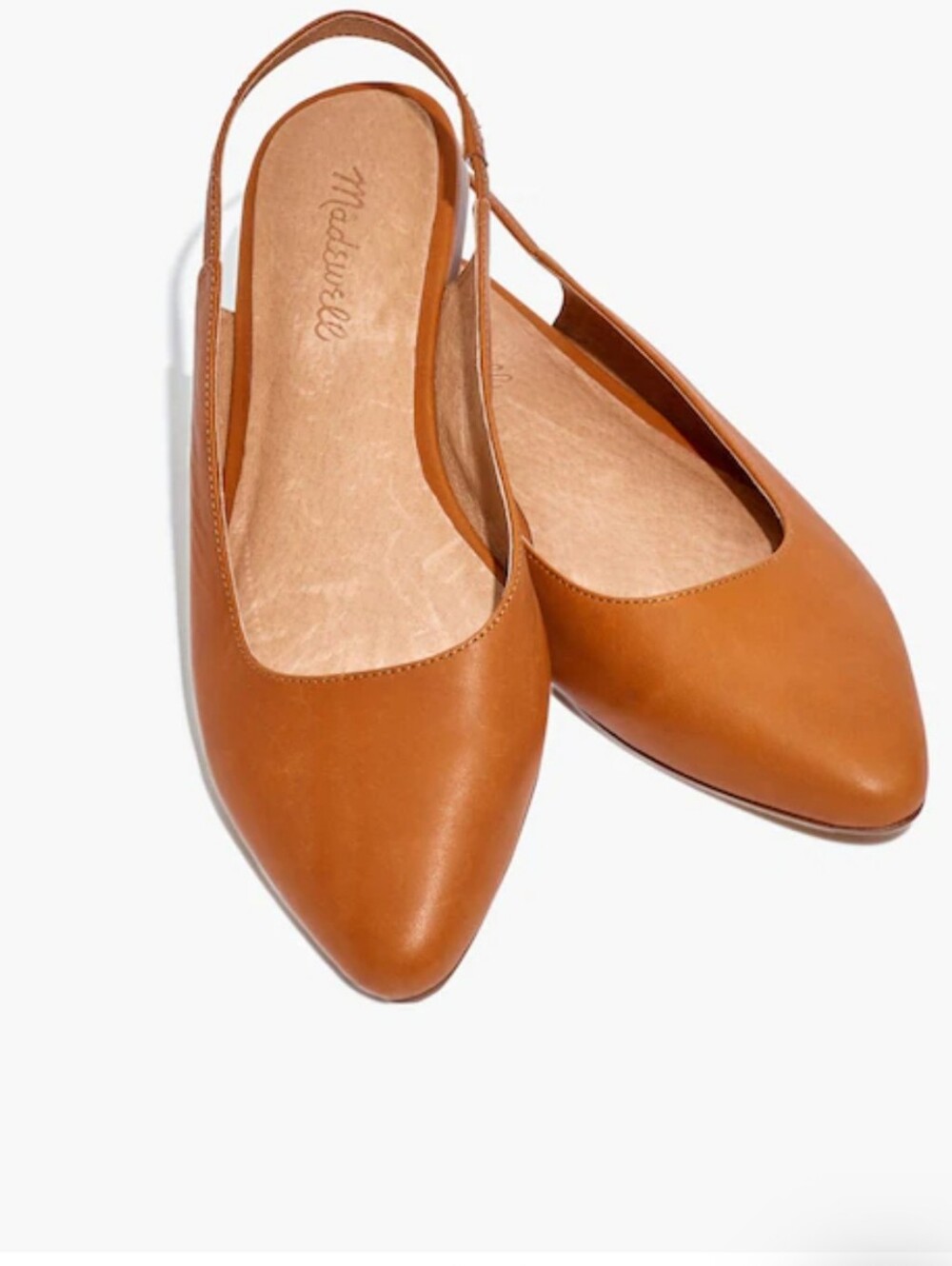 MADEWELL THE MARGOT POINTED TOE SLINGBACK FLAT IN LEATHER CAMEL TONE SIZE 11